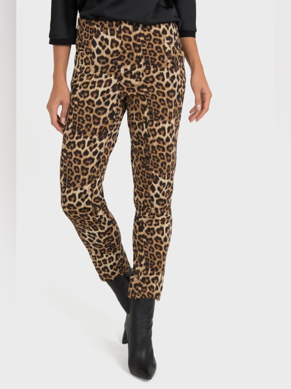 Joseph ribkoff leopard stretch slacks size small - 10” rise